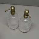 Vine Creations Clear Glass Soap Dispenser, 2 Pack Kitchen Soap Dispenser Set with Stainless Steel Pump, 16 oz Dish Soap and Hand Soap Dispensers for Bathroom with Waterproof Labels (Clear Bottle / Brushed Brass Pump)