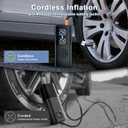 Cordless Car Tire Inflator Air Pump - 180 PSI Portable Air Compressor with 9000mah Rechargeable Battery for Motorcycles Bicycles Sports Balls (Black)