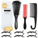 UREELIN Hair Brush set for Curly, Detangling Hair Brush for Afro America/African Hair Textured 3a to 4c, Detangler Brush for Women Men Kids Styling Defining (Black)