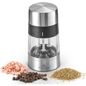 ROMER & BECHTEL 3-In-1 Manual Salt And Pepper Grinder, Adjustable Manual Spice Grinder Ceramic Burr Grinder With Stainless Steel, Refillable & Transparent