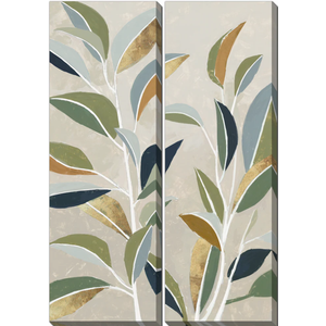 Golden Mosaic Leaves, Set of 2, Size: 3x1ft
