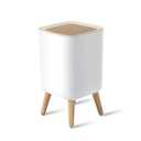 Bathroom Trash Can with Lid,2.6 Gallon Modern Office, Near Desk Bedroom Garbage Can Waste Basket with Push Top,Nordic Small Trash Bin for Living Room, Toilet, Nursery,Dog Proof, White