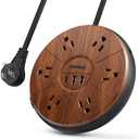 Power Strip with USB, PD 20W USB-C Charging, 6.5 FT Extension Cord with 6 Outlets, 1 USB-C, 2 USB-A, TOPREK Power Strip Surge Protector, Wood Finish Desk Charging Station for Home, Office, Dorm