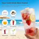 18oz Ribbed Glass Tumbler with Lids & Straws, Set of 2 -Vintage Ribbed Iced Coffee Cups, Reusable Smoothie & Cocktail Drinking Glasses - Perfect for Daily Use & Travel