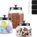 Hyperspace Clear Glass Kitchen Canister Set, Cookie Jar, Food Storage Container, Bathroom Jar with Metal Airtight Lid (Black)
