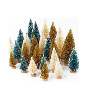 24Pcs Mini Christmas Trees Bottle Brush Trees with Wood Base, Christmas Village Trees for Tabletop Christmas Decor Holiday Winter DecorationsAmazon's Choice