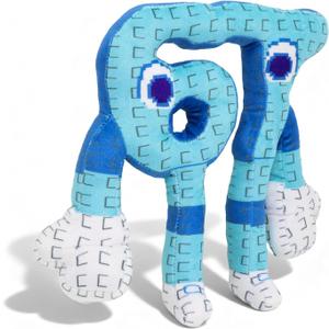67 Plush Toy 10 Inches Soft Stuffed Number Character Inspired by Steal A Brainrot Cute Blue Pixel-Style Plushie for Kids and Collectors (A-Number-67)