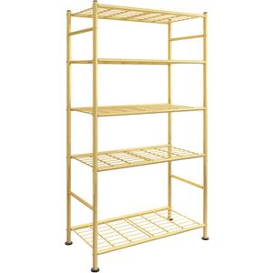 Sakugi Storage Shelves - 5 Tier Shelf Organizer, Heavy Duty Garage Shelving Unit with Leveling Feet, Stable Metal Shelves Organizer for Pantry, Kitchen and Closet, 33.0" W x 12.6" D x 72.0" H, Gold