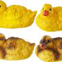 Leitee 4 Pcs Floating Resin Duck Figurine Black Yellow Realistic 4.3 x 2.8 x 2.4 Inch Floating Duck Statue for Outdoor Garden Patio Lawn Pond Fountain Ornaments Decorations, 2 Styles