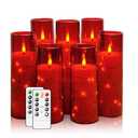 Flameless Candles,with Embedded Star String, Battery Operated Candles Flickering LED Pillar Candles with Remote Control and Timer, Home Decoration Add a Warm and Romantic Atmosphere，Set of 5 (Red)