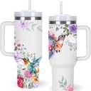 momocici 40oz Hummingbird Tumbler with Handle Gifts for Women.Hummingbird Lover Cups Tumbler Gifts for Women.40 oz Birthday Christmas Hummingbird Cup Tumblers for hummingbird lover.