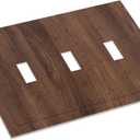 Decorative Light Switch Cover Plate Dark Walnut Wood Grain 3 Gang Wall Plate Triple Toggle Switch Plate Covers Electrical Outlet Cover for Farmhouse Cabin Decor