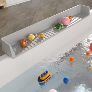 Longer Bathtub Splash Guard for Tub Kids, Play Shelf for Bathing, Toy Tray Caddy Holder for Tub, Silicone Tub Splash Guard Prevent Water Spills in Bathroom (2.6FT, Grey) Longer Bathtub Splash Guard for Tub Kids, Play Shelf for Bathing, Toy Tray Caddy Holder for Tub, Silicone Tub Splash Guard Prevent Water Spills in Bathroom (2.6FT, Grey)