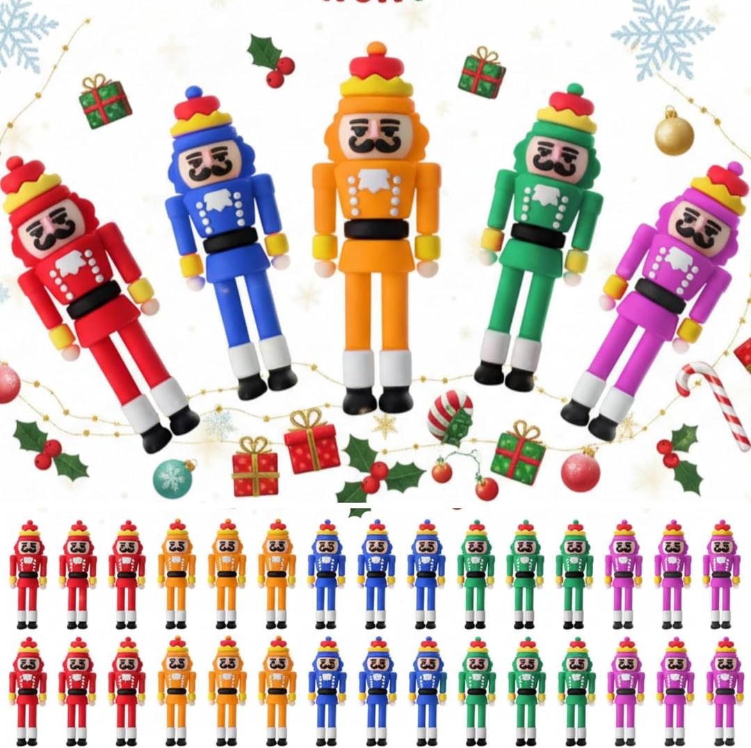 Chunful 25 Pcs Christmas Mini Nutcracker Figures Decor Small Nutcracker Figures Soldier Ornament for Christmas Stocking Stuffer Treat for Tabletop Home Collectible Decor Party Favors Gifts