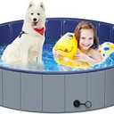Dog Pool for Large Dogs, Kiddie Pool Hard Plastic, Dog Bathtub Portable, Foldable Pool for Dogs Slip-Resistant (Dark Gray, L-47"x12")