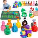 URMYWO Learning Toys for 1 2 3 Years Old Boy Girl, Toddler Montessori Toys, Train Set with 10 Finger Puppets & Play Mat, Counting Matching & Sorting, Toddler Birthday Gift
