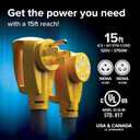 Camco Power Grip 15-Ft 50-Amp Camper/RV Extension Cord - Male to Female (NEMA 14-50P to 14-50R) - Rated for 125-250V/12500W - Features Heavy Duty Copper Wire & Weather Resistant PVC (55194)