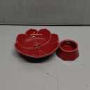 Kelendle Pedestal Fruit Bowl Centerpiece Decorative Compote Footed Bowl Ceramics Dessert Serving Bowl Tray Display Stand Lotus Drain Plate for Kitchen Counters for Fruits Breads Snacks (Red)