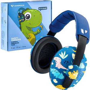 Vanderfields - Hearing Protection Ear Muffs - Over 33 dB (2K Hz) Broad Noise Cancelling Sound Reduction - Baby and Toddlers (Dinosaur Club)