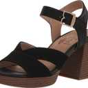 Dr. Scholl's Shoes Women's Mariah Block Heel Sandal Heeled, Black Smooth/Fabric, 11 (Black)