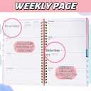 Academic Planner 2026 - Hardcover Weekly & Monthly Calendar Agenda, Daily Planner for Students & Teachers, 8.5" x 6.3" Portable SizeDaily Agenda Book with Tabs, College Organizer Notebook (pink)