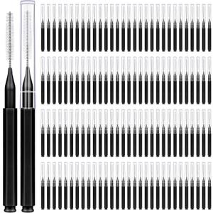 MAPVOLUT 120 Pieces Interdental Brushes, Braces Brush Cleaner Orthodontic Flossers Toothpicks Floss Picks for Braces Kit for Teeth Cleaning Tools Spiral Dental Brush Head for Efficient Oral Care Black