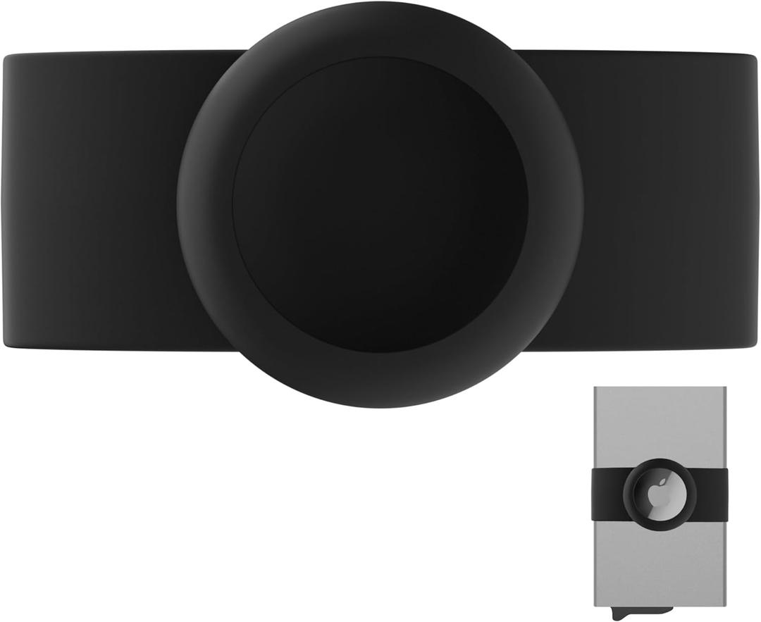 AirTag Strap - Silicone Strap with Apple AirTag Holder - Slim, Minimalist Tracking Accessory Works with Add-Ons Leather Case, Modular Backplate & Multi-Tool, Wallet not Included (Black)