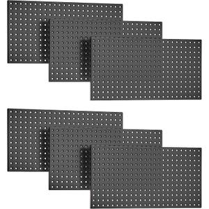 EVERHANGER Metal Pegboard Panels 24" x 12", Heavy Duty Steel Peg Boards for Garage, Pegboard Wall Organizer for Tool Storage and Organization, Black, 6 Pack