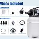 10 Sand Filter Tank Replacement Kit, Pool Sand Filter Tank with 6-Way Multi-Port Valve and 1.25/1.5 in Hose Adapters for Compatible Above Ground Pool Sand Filter Systems, Pump Not Included