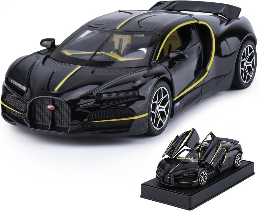 Car Toys for Boys 1 32 Diecast Cars Collectibles Car Model Kit, Metal Toy Car for Boys and Girls, Pull Back Cars with Lights and Sounds, Cars for Kids Ages 3-5, Black