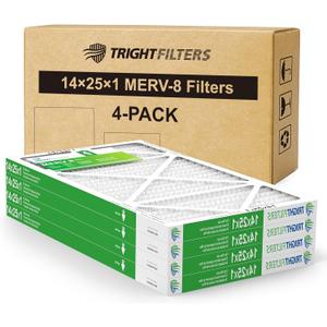 TRIGHTFILTERS 14x25x1 Air Filter 4 Pack, Durable MERV 8 Pleated Home HVAC AC Furnace Filters, Lightweight Compact Air Conditioner Filter Replacement