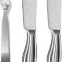 Oggi Charcuterie Utensil Set, Charcuterie Accessories, Cheese Knives Set - Stainless Steel, 3pcs with Knives/Spreaders & Tongs, 5" Long