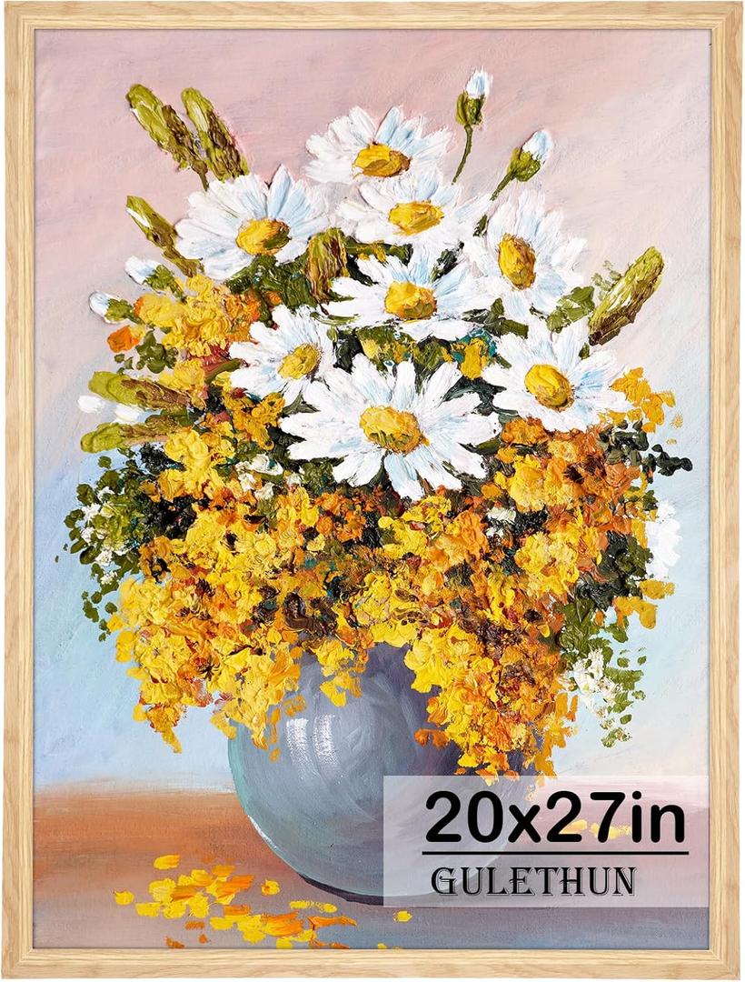 GULETHUN 20x27 Picture Frame, Natural Wood Poster Frame, Home Decor Natural Gallery Frames, Horizontal or Vertical Format, Sturdy, Plexiglass, Large Wall Decor, for Photos, Artworks, Posters