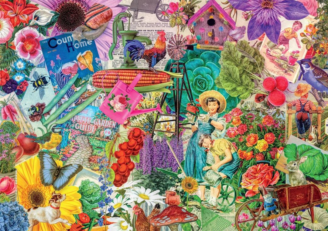 Buffalo Games - Lars Stewart - Colorful Gardening Collage - 300 Piece Jigsaw Puzzle for Adults - Challenging Puzzle Perfect for Game Nights - Finished Size is 21.25 x 15.00