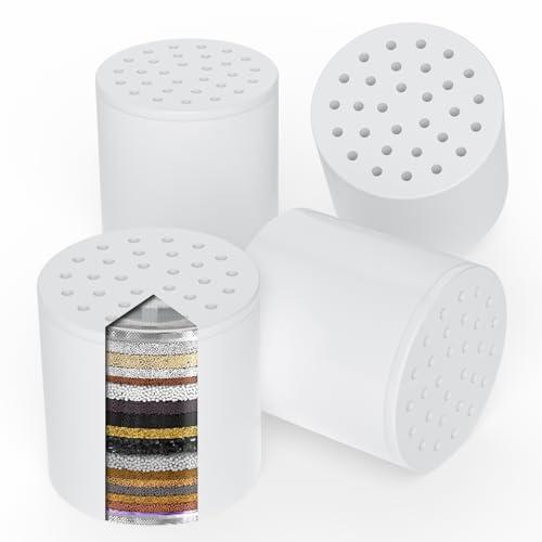METICPLY 4 Pack*20 Stage Shower Filter Replacement Cartridge for Hard Water Shower Head Filter, Remove Sediment, Heavy Metals, Iron, Other Deposits to Optimize Water Quality (Cartridge Only)
