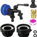 TMOK 275-330 Gallon IBC Tote Tank Adapter,3-Size,2.44" Fine、2 "Fine, and 2" Coarse Thread,1/2“ x 3/4” x 3/4" Brass Hose Faucet With Garden Hose Connector