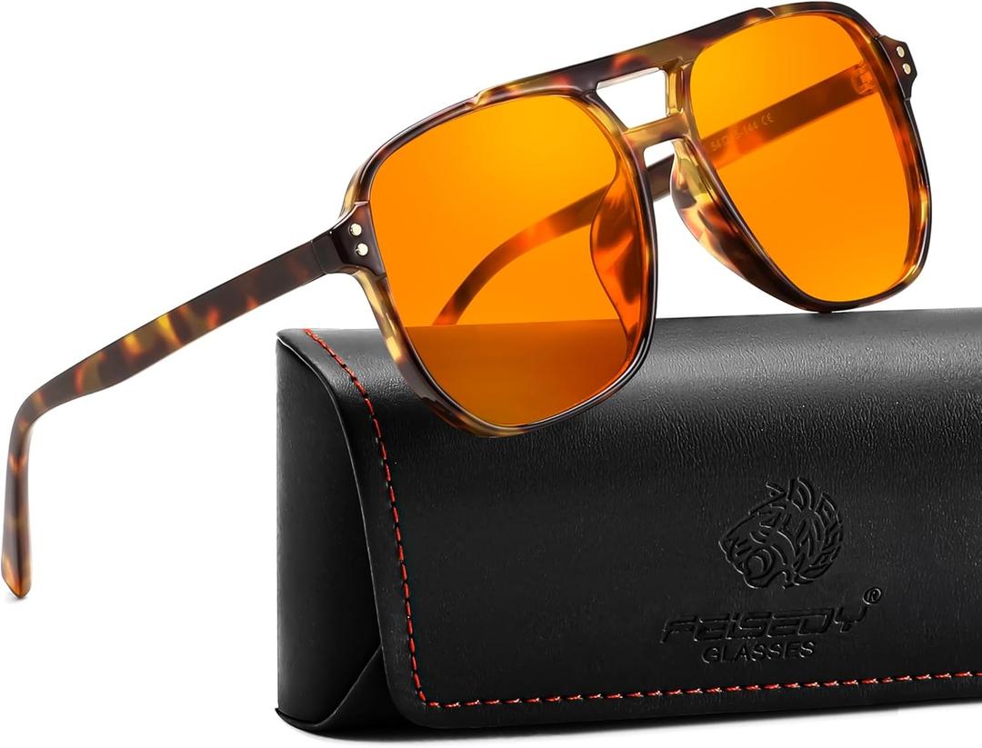 FEISEDY Amber Blue Light Glasses for Computer Gaming Orange/Yellow lens Anti Eyestrain Sleep Glasses G2835 (Tortoise)