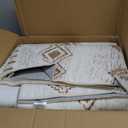 9x12 Area Rug Living Room Rugs, Boho Stain Resistant Washable Rug, Vintage Large Non-Slip Backing, Low Pile Lightweight Print Rug for Bedroom Dinning Room Home Office (Beige)