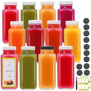 Brajttt Juice Bottles With Caps 8 oz,Glass Juicing Bottles Reusable,11 Pack Water bottles for Milk,Juice,Tea,Water,Honey,Jam,Kombucha,Honey,Portable Travel Bottle