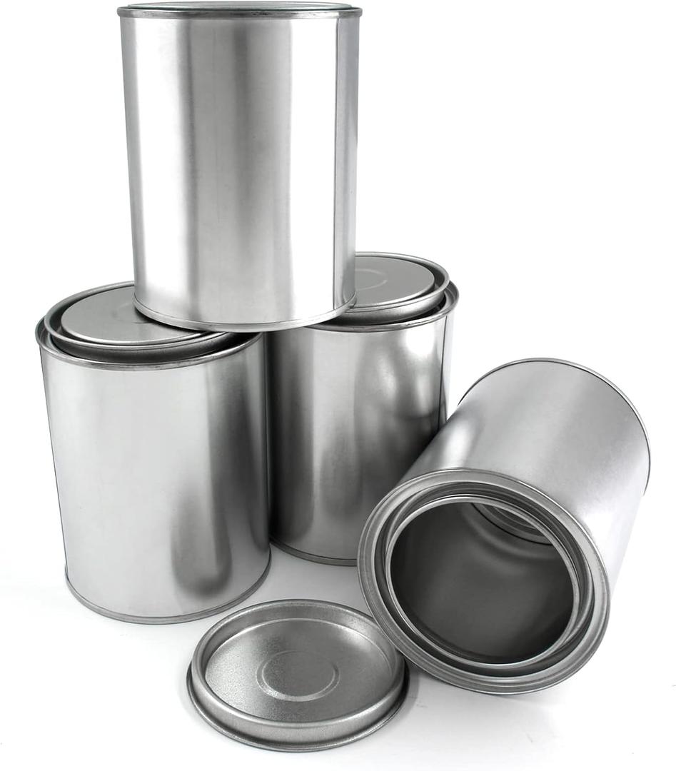 8 Pcs Empty Metal Paint Cans with Lids, Tiny Empty Unlined Cans Storage Containers for Paint(1 Pint/500ml)