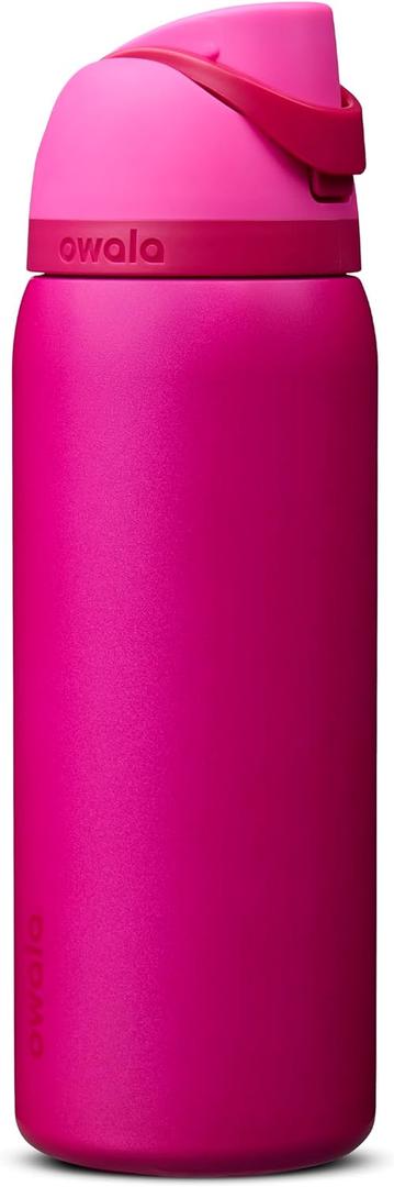 Owala FreeSip Insulated Stainless Steel Water Bottle with Straw, BPA-Free Sports Water Bottle, Great for Travel, 32 Oz, Read My Lips