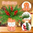 2 x 75 PCS Christmas Decorations, Artificial Greenery Christmas Ornaments, Pine Branches Red Berry Stems with DIY Vase Filler Set, Xmas Trees Vase Centerpieces for Tables