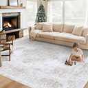 XLUEZ Area Rug 6x9 Living Room Rug, Machine Washable Vintage Distressed Medallion Rug Non-Slip Soft Low Pile Large Indoor Rugs for Bedroom Kitchen Dining Room Office(Beige,6'x9')