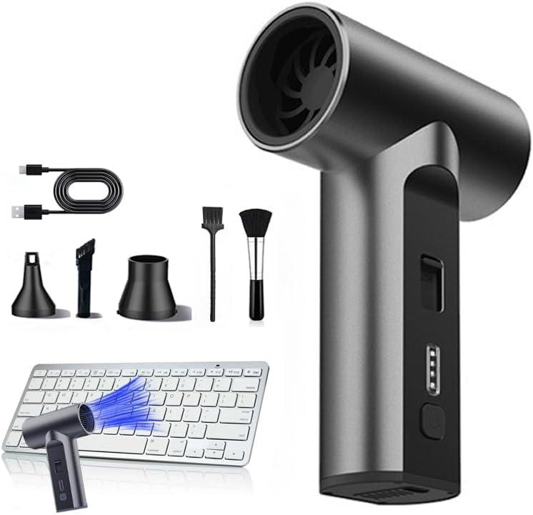 Compressed Air Duster 110000 RPM Electric Air Duster, Reusable no Canned Keyboard Cleaner for Office, Cordless Air Duster for Computer/Car (Gray)