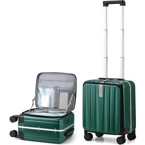 Hanke 16 Inch Underseat Carry On Suitcases with Wheels,Lightweight Hard Shell Carry on Luggage for Weekender,Top Opening Small Suitcase,Travel Luggage for Womem Men,Dark Green.