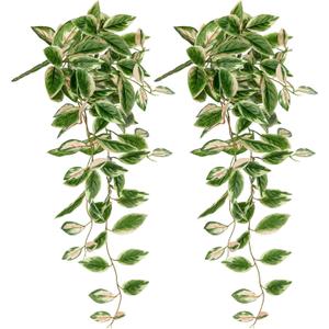 DILATATA Fake Hanging Plants Artificial Hanging Plants 92 Leaves Faux Peperomia Hanging Leaves Plants for Wall Shelf Home Indoor Outdoor Decor - 2 Pack