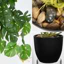 DILATATA Fake Plants Indoor 8 Inch Artificial Monstera Plant in Black Plastic Pot - Faux Potted Tropical Palm Plant for Home Aesthetic Decor Living Room Shelf Office