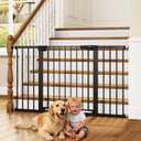 Cumbor 30-54" Extra Wide Baby Gate for Stairs, Dual Lock & Self-Closing Dog Gate Indoor, Easy Install Pet Gate for Doorways, Hallways & Kitchen, Easy Walk Thru Safety Proofing for Babies & Pets, Black