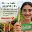 Premium Boar Bristle Bamboo Toothbrush (4 Pack) | 100% Plastic & Nylon Free | Gentle Deep Clean | Compostable Eco Friendly Zero Waste