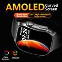 Smart Watch for Men, 2.01" AMOLED Curved HD Screen Smart Watch, Fitness Tracker with 24/7 Heart Rate/Sleep Monitor, IP68 Waterproof Running Watch, Compatible with iOS & Android for Daily Workout Black